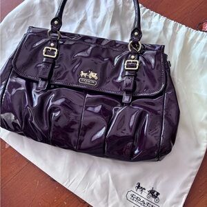 Coach Purple Shoulder Bag with Gathered Detailing